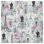  strepen Eiffeltoren collage florale Stof (Swatch)