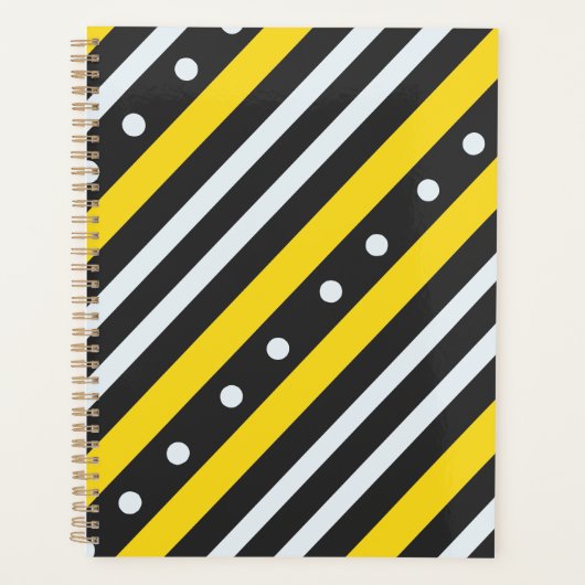 Strepen en bellen geel zwart planner (Voorkant)
