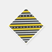 Strepen en bellen geel zwart servet (Hoek)