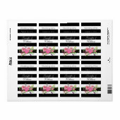 Strepen en bloemen Bruiloft Mini Wijn Label (Full Sheet)