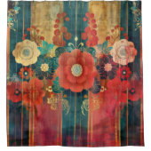 Strepen en Bloemen Douchegordijn (Voorkant)