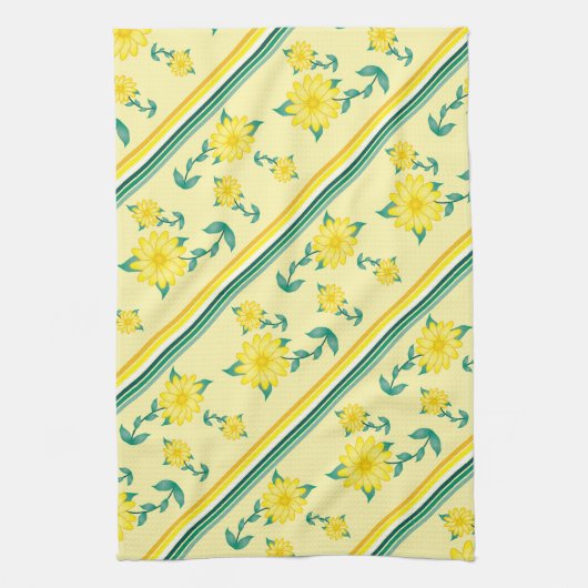 Strepen en bloemen theedoek (Verticaal)
