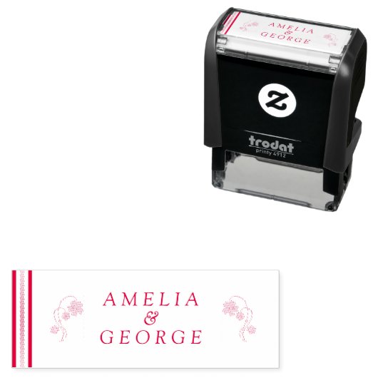 Strepen en bloemen  zelfinktende stempel (In situ)