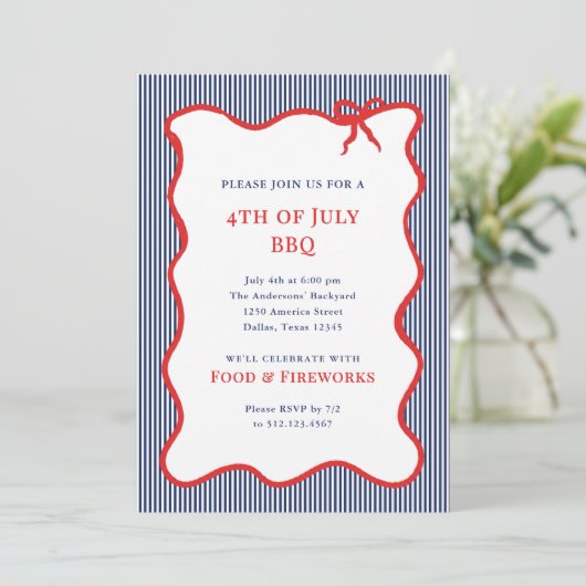 Strepen en boog | Rood Wit Blauw 4 juli Feest Kaart (Staand voorkant)