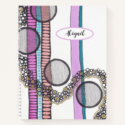  strepen en cirkels doedelen, gepersonaliseerd notitieboek (Voorkant)
