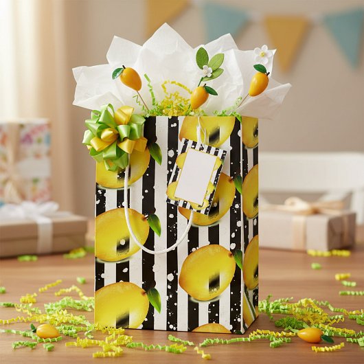 Strepen en citroenen medium cadeauzakje