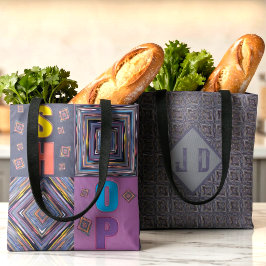 Strepen En Diamanten Kleurig Monogram Tote Bag