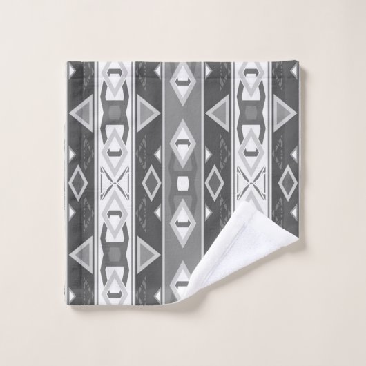 Strepen en geometrische vormen grijs wit bad handdoek (Wasdoekje)