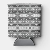 Strepen en geometrische vormen grijs wit blikjeskoeler (Voorkant)