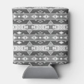 Strepen en geometrische vormen grijs wit blikjeskoeler (Achterkant)