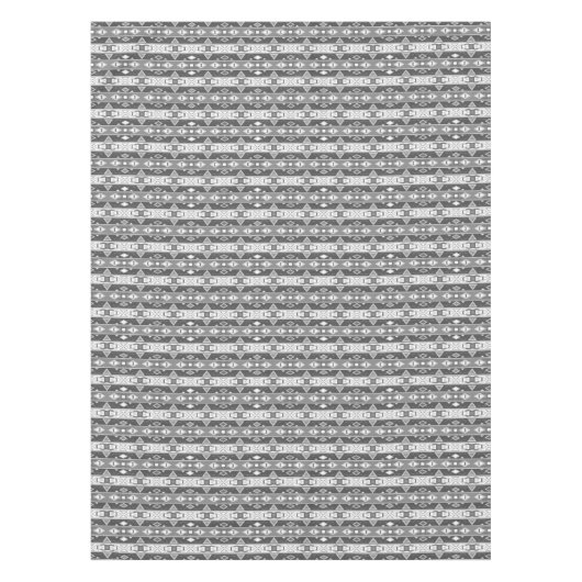 Strepen en geometrische vormen grijs wit tafelkleed (Voorkant)