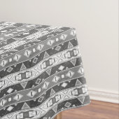 Strepen en geometrische vormen grijs wit tafelkleed (Voorbeeld)