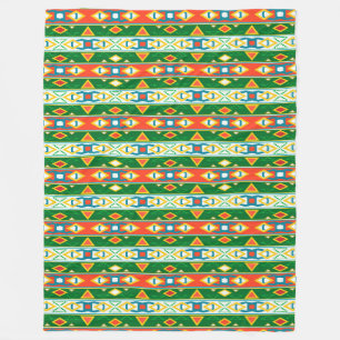 Strepen en geometrische vormen groen sinaasappel w fleece deken