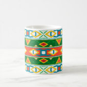 Strepen en geometrische vormen groen sinaasappel w koffiemok (Center)