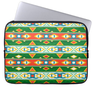 Strepen en geometrische vormen groen sinaasappel w laptop sleeve