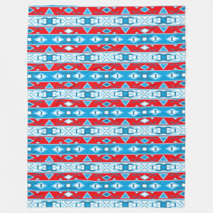 Strepen en geometrische vormen van rood blauw wit fleece deken
