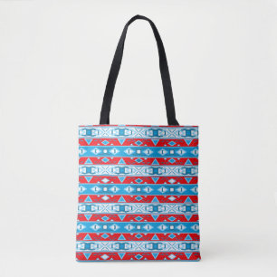 Strepen en geometrische vormen van rood blauw wit tote bag
