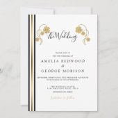 Strepen en gouden bloemen bruiloft kaart (Voorkant)