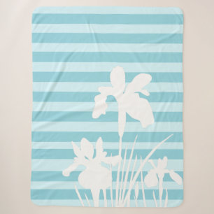 Strepen en iris bloemen silhouet sherpa deken