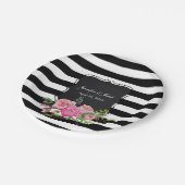 Strepen en Pioenrozen Trouwpapier Bord (Gekanteld)