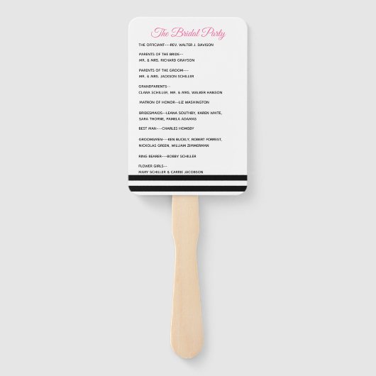 Strepen en Pioenrozen Trouwprogramma Fan Handwaaier (Achterkant)