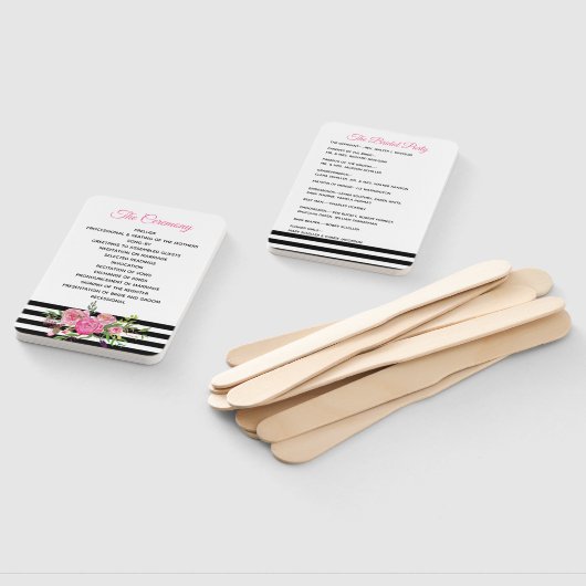 Strepen en Pioenrozen Trouwprogramma Fan Handwaaier (Niet-gemonteerd)