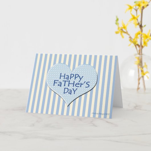 Strepen en Polka Dot Heart Vaderdag Kaart (Gele Bloem)