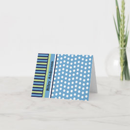 Strepen en Polka Dots gepersonaliseerde Note Kaart