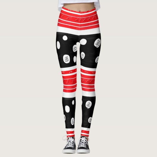Strepen en polka-Stippen Leggings (Voorkant)