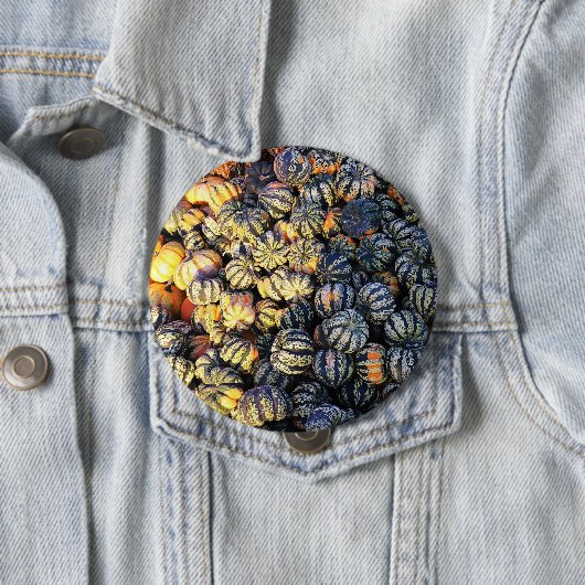 Strepen En Pompoenen Ronde Button 4,0 Cm (In situ)