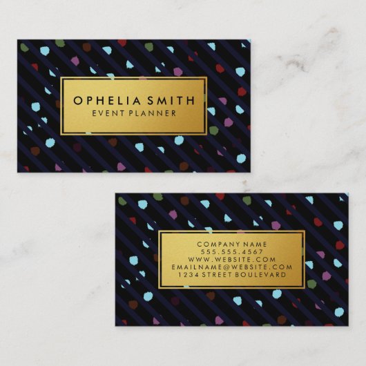 Strepen en Stippen Nep Gouden Lijst Visitekaartje (Voorkant / Achterkant)