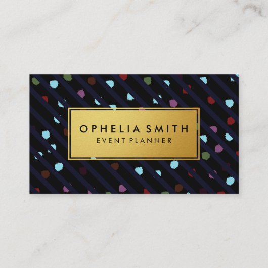 Strepen en Stippen Nep Gouden Lijst Visitekaartje (Voorkant)