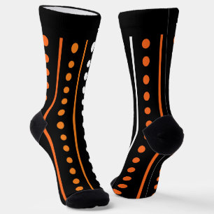 Strepen en Stippen Oranje en Zwarte Halloween Sokken
