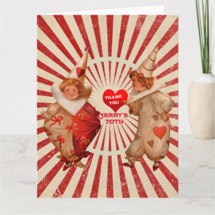 Strepen en Vintage Clowns met Bedank Hart Kaart