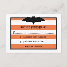 Strepen en vleermuis | Oranje Halloween bruiloft R RSVP Kaartje