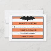 Strepen en vleermuis | Oranje Halloween bruiloft R RSVP Kaartje (Voorkant)