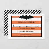 Strepen en vleermuis | Oranje Halloween bruiloft R RSVP Kaartje (Voorkant / Achterkant)