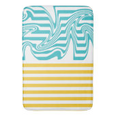 Strepen en wervelingen in Turquoise en Geel Badmat (Voorkant Verticaal)