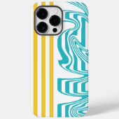 Strepen en wervelingen in Turquoise en Geel Case-Mate iPhone Case (Achterkant)