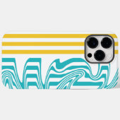 Strepen en wervelingen in Turquoise en Geel Case-Mate iPhone Case (Achterkant (horizontaal))