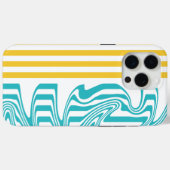Strepen en wervelingen in Turquoise en Geel Case-Mate iPhone Case (Achterkant (horizontaal))