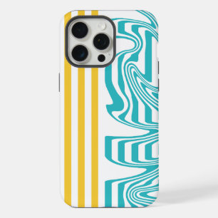 Strepen en wervelingen in Turquoise en Geel iPhone 15 Pro Max Case