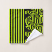 Strepen en wervelingen - Lime Green en Black Bad Handdoek (Wasdoekje)