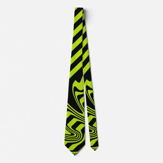 Strepen en wervelingen - Lime Green en Black Stropdas (Voorkant)