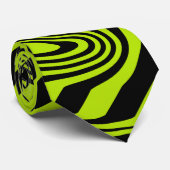 Strepen en wervelingen - Lime Green en Black Stropdas (Opgerold)