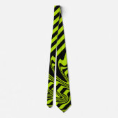 Strepen en wervelingen - Lime Green en Black Stropdas (Achterkant)
