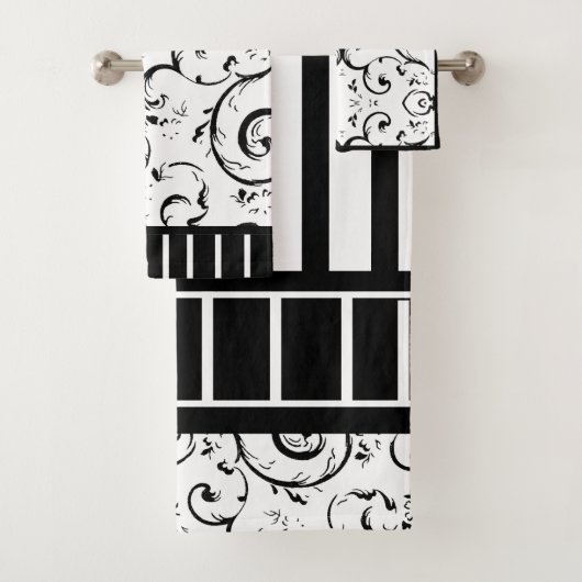 Strepen en wervelingen Zwart-wit Bad Handdoek (Insitu)