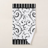 Strepen en wervelingen Zwart-wit Bad Handdoek (Handdoek)