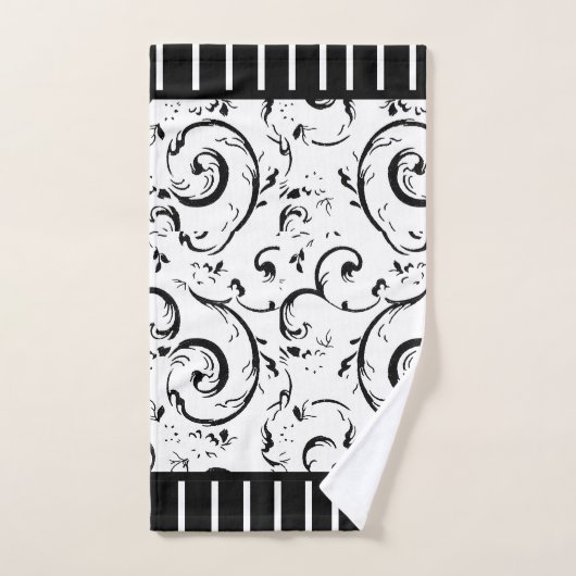 Strepen en wervelingen Zwart-wit Bad Handdoek (Handdoek)