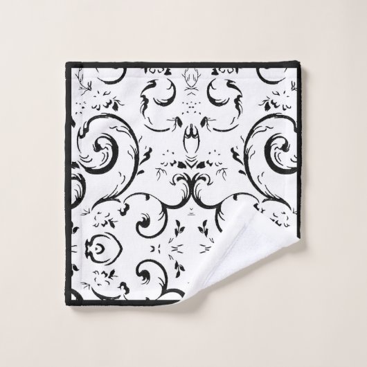 Strepen en wervelingen Zwart-wit Bad Handdoek (Wasdoekje)